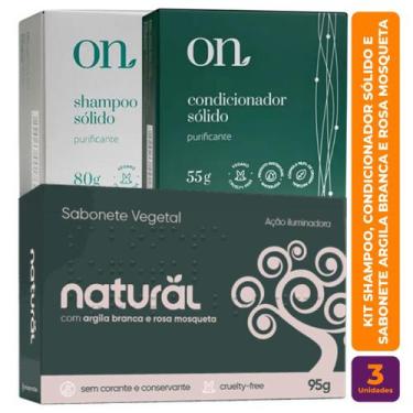 Imagem de Kit Sabonete Argila Branca, Shampoo e Condicionador Vegano Solido da L