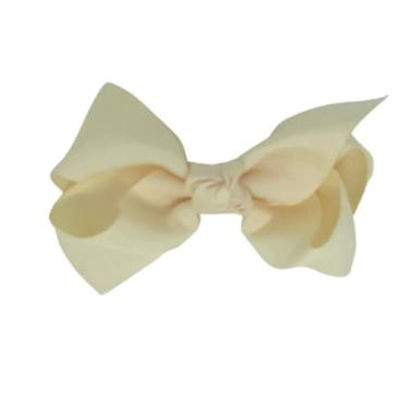 Imagem de Laço Boutique Infantil Tamanho P 7x3 Cm em Gorgorão com Presilha Bico de Pato e Diversas Cores (Off White)