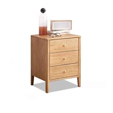 Imagem de GRFIT Mesa de cabeceira de madeira, mesa de cabeceira de carvalho com gavetas, armazenamento, móveis de quarto, mesa de cabeceira