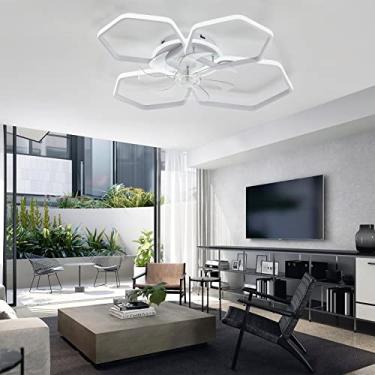Imagem de Ventilador de teto silencioso com função de inverno e verão com luz e controle remoto Quarto Ventilador de teto regulável de 6 velocidades com temporizador-A || 77CM