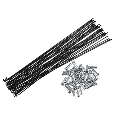 Imagem de Raios de bicicleta, 14G J Bend Raios de Aço para Bicicleta 136-293 mm Comprimento com Bicos Cabeça Reta Peças de Reposição de Bicicleta Preto (275 mm X 40 peças)