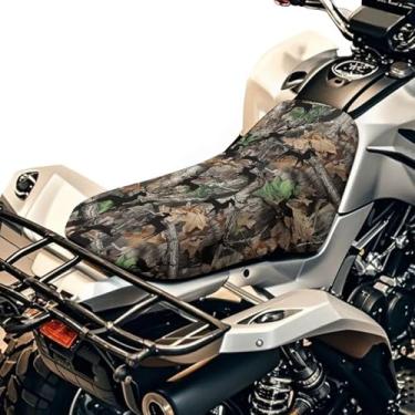 Imagem de Horeset Capa de assento de quadriciclo com estampa de floresta camuflada, impermeável, elástica, tecido de poliéster, ajuste universal na maioria dos quadriciclos