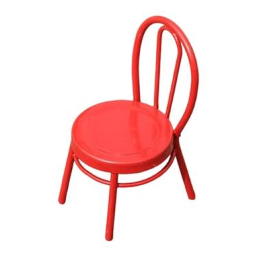 Imagem de Dynwave Cadeira em miniatura para casa de bonecas, brinquedo de faz de conta resistente, suprimentos para casa de bonecas de metal, trens em miniatura, Vermelho