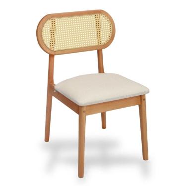 Imagem de Cadeira Madeira Maciça Encosto Telinha de Rattan Lima Nozes