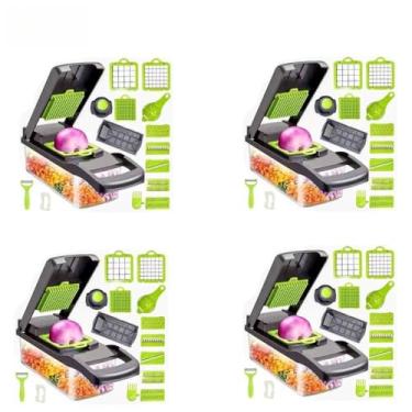 Imagem de Multiuso Profissional Cozinha Slicer Aço Inox 16 em 1 Fatiador Cortador Ralador De Legumes Verduras Frutas Alimentos(4PCS)