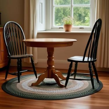 Imagem de Super Area Rugs Tapete trançado oval verde redondo de 1,2 m - Use como tapetes de entrada, tapetes de cozinha, tapetes de banheiro - reversível - rústico - país - primitivo - tapete de decoração de