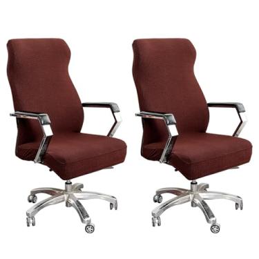 Imagem de Lzyjckh Capa para cadeira de escritório com zíper, pacote com 2 unidades, Capa universal giratória para assento de escritório, Protetor elástico lavável,Dark brown 2 pack