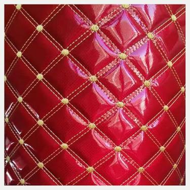 Imagem de Revestimento de espuma de vinil de couro sintético acolchoado de PVC - automotivo, forro de cabeça, estofamento de móveis, projetos DIY, decoração de casa, almofada de linho, tecido de lona (vermelho