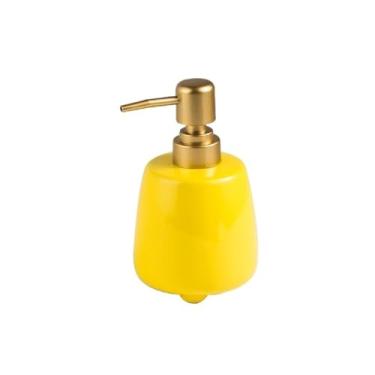 Imagem de Dispensador de sabão Dispensador de sabonete líquido recarregável cerâmica 320 ml com bomba para banheiro e bancada(Yellow)