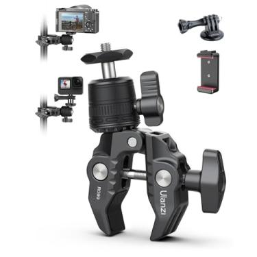 Imagem de ULANZI R099 Suporte Super Clamp com Cabeça Esférica 360° - Grampo Metálico 1,5kg para Guidão de Bicicleta/Moto, Postes, Tubos, DSLR e Action Cams (GoPro/Insta360/DJI)