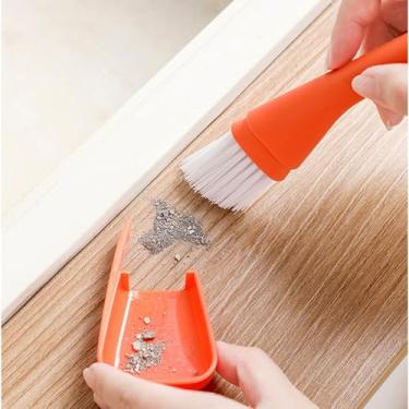 Imagem de Conjunto de escova e pá de lixo, ferramentas de limpeza multifuncionais portáteis e multifuncionais para mesa de quadro-chave (laranja)