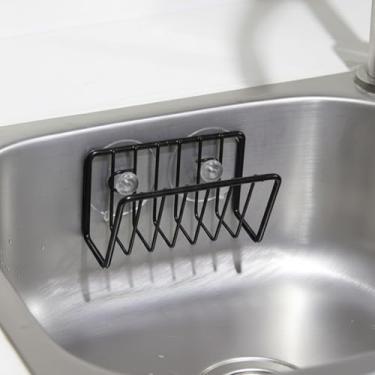 Imagem de Suporte de esponja para pia de cozinha; suporte de esponja com ventosa; design de cesta de arame aberto de secagem rápida com ventosas