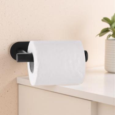 Imagem de Dispensador de toalha de papel sob armário de aço inoxidável de 29 cm - suporte autoadesivo forte, organizador de cozinha preto que economiza espaço