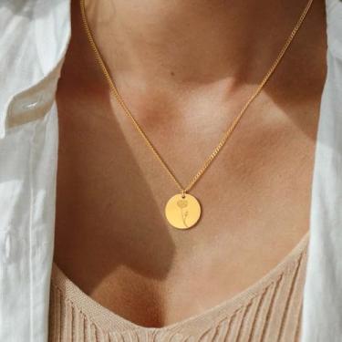 Imagem de Colar de flor de nascimento para mulheres, mãe, banhado a ouro 18K, pingente de pedra do mês de nascimento delicado, colares feitos à mão, pingente floral personalizado, presentes de aniversário, dia