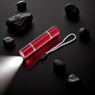 Imagem de 1 lanterna prata anel cilindro lanterna 1 pilha AA alto lúmen LED liga de alumínio vermelho 9,4 x 1,9 x 1,9 cm