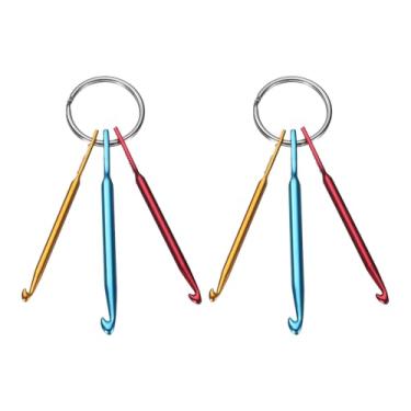 Imagem de Chaveiro de alumínio, mini agulha de crochê mista, pequenas agulhas de fio de crochê, ferramenta de tecelagem multicolorida para iniciantes e adultos