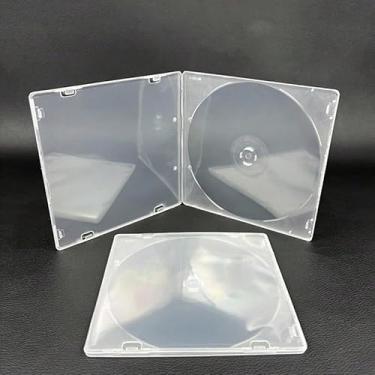 Imagem de Capa ultrafina transparente em formato quadrado de CD e DVD com trava, capacidade de disco único, bolsa de plástico transparente para CDs, álbuns, videogames (10 peças)