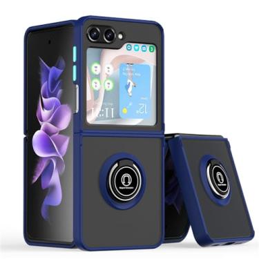 Imagem de Capa fina fosca com suporte de anel de armadura para Samsung Z Flip 5 4 3 5G Galaxy Z fold 4 5 Suporte dobrável capa traseira rígida, azul escuro, para Samsung Z Fold 3