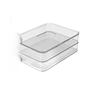 Imagem de Caixa De Armazenamento Para FrigoríFico Com Grelha De Drenagem – Para Lavar E Armazenar Legumes E Frutas(1UN Porta Frios Duplo)