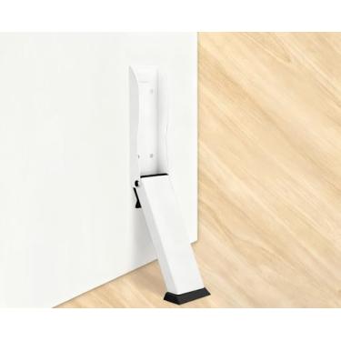 Imagem de Batentes de porta, batente de porta Kickdown para parte inferior da porta, suporte de porta de pedal fácil, sem batente de porta de perfuração (branco - 1 pacote)