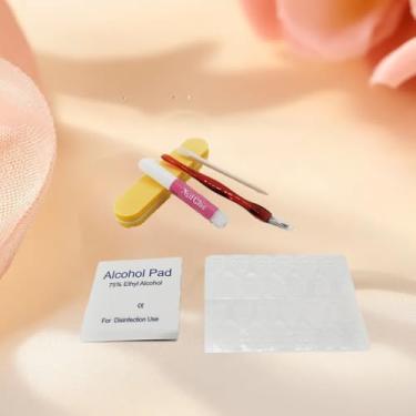 Imagem de Conjunto de 7 ferramentas de arte de unhas, gel de gelatina de algodão para limpeza de mini tiras de esponja garfos de pele morta kit de ferramentas de palitos de madeira conjunto prático de arte de