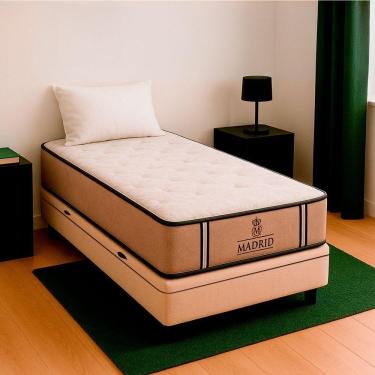 Imagem de Cama Box Baú Solteirão E Colchão Madrid Molas V-store Bege