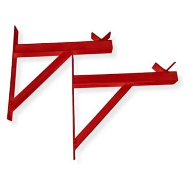 Imagem de Suporte de Parede Colorido para Barra de Agachamento, Múltiplas Cores, Fixação em Parede, Ideal para Academia em Casa, Treino Funcional (VERMELHO)