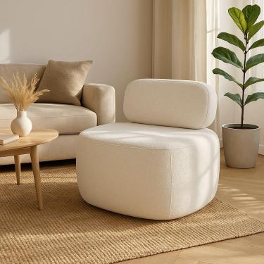 Imagem de Poltrona Estofada Confortável Off White Design Minimalista