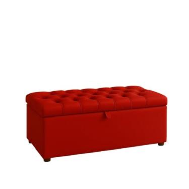 Imagem de Bau organizador Puff Baú pé de cama 90 cm no Organizador e Sapateira (Porta Objetos e Brinquedos)92×42×40cm(Vermelho,Tampa Lisa 8 Cm de altura)