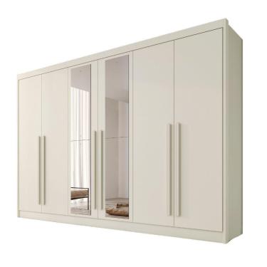 Imagem de Guarda Roupas 6 Portas Alba Plus Com Espelho 100% Mdf Off White