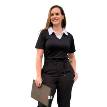 Imagem de Blusa Feminina Ribana Social Estilo Camisa  Look Elegante e Modesto - 