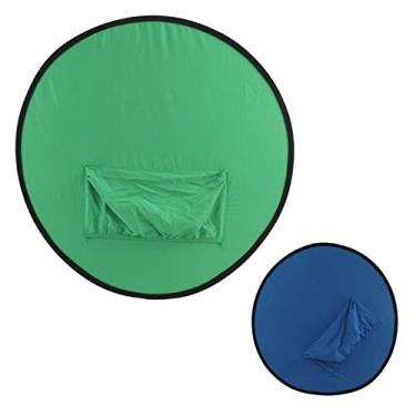 Imagem de Tbest Tela de fundo azul verde 2 em 1, dobrável, portátil, Chromakey, para fotografia, transmissão ao vivo, estúdio, gravação de vídeo, vlog, ensino online, tecido flocado, 110 cm