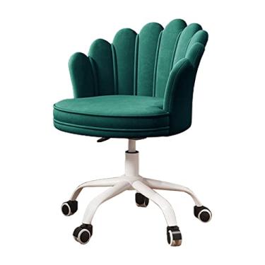 Imagem de Cadeira giratória de veludo para sala de estar/quarto, poltrona de lazer estofada, altura ajustável e rotação de 360°