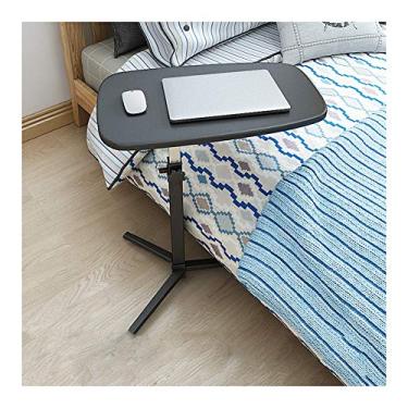 Imagem de Mesa lateral em forma de C, mesa de colo móvel, mesa de laptop de altura ajustável, dois estilos, para sofá de sala de estar, mesa de cabeceira removível sobre mesa de cama (cor: preto)