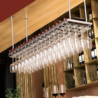 Imagem de Prateleiras de vinho | Suporte de metal de ferro na vertical, vinho, copa, prateleira | parede de teto, suportes para copos suspensos | Decoração de móveis, aplicação, decoração de casa em prata/ouro