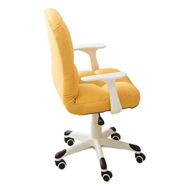 Imagem de Cadeira de computador para sala de trabalho – Cadeira de escritório com encosto baixo de tecido de algodão e linho com altura ajustável, para recepção e sala de reuniões