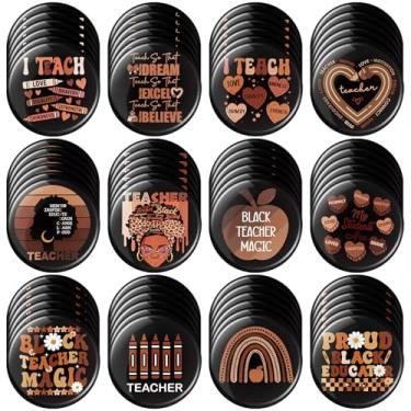 Imagem de Kenning 120 peças preto professor história mês pin button a granel 12 orgulho preto educador professor crachá presente afro-americano