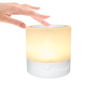 Imagem de Luz noturna, controle de toque, plugue USB, lâmpada colorida, luminária de mesa sem fio, para leitura, casa, humor, relaxamento, quarto, sono, conforto, atmosfera