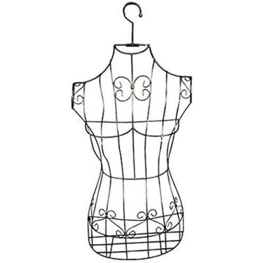 Imagem de Dressmaker's Dummy Feminino Manequim Feminino Torso Ajuda o Corpo Parede Vestido Forma Fio de Metal e para Exibição de Designer 3 Cores Costureira Manequim Masculino (Preto)