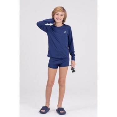Imagem de Conjunto Infantil Manga Longa UV 50+ Bordadinho Marinho-Masculino