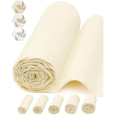 Imagem de FIVEIZERO Tecido de musselina 100% algodão por jarda, 160 cm x 3 jardas material de algodão natural cru – Tecido chita bege de peso médio para costura, acolchoamento, bordado, artesanato e projetos de