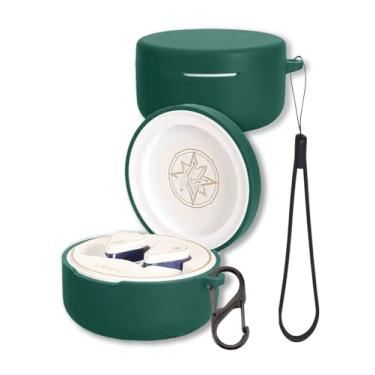 Imagem de Capa para fone de ouvido Moondrop Robin Honkai Star Rail, capa protetora de silicone macio FJIASTB com mosquetão e cordão, à prova de choque (verde escuro)