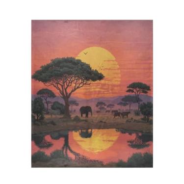 Imagem de Blueangle Cobertor de savana africana super macio e quente, 127 x 152 cm, leve para todas as estações, cobertor aconchegante para cama, sofá, sofá, fácil de cuidar (401)