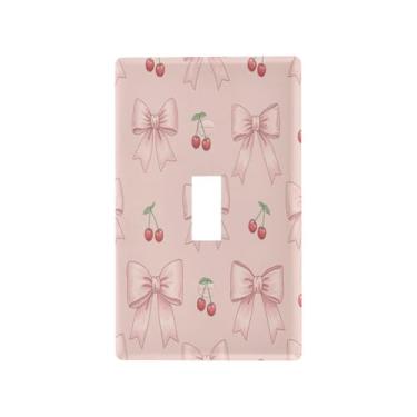 Imagem de Blueangle Capa para placa de parede para interruptor de luz - Vintage Bows Cherry Light Switch Cover Decorativa Placa de Parede, Tamanho 1 - Gangue 4,53 x 2,76 polegadas (124)