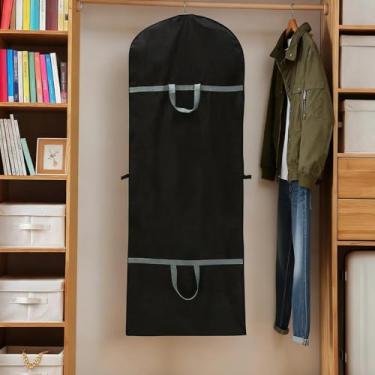 Imagem de Bolsas longas, capas de bolsas de armazenamento de roupas, com zíper para casamento, roupas leves e laváveis, para viagens, casamentos, ternos e vestidos (preto)