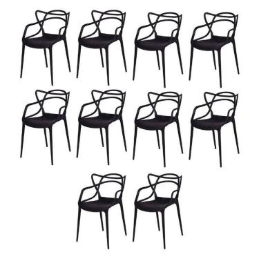 Imagem de Kit com 10 Cadeiras para Sala de Jantar Allegra Solna Preto