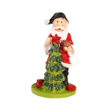 Imagem de Baoblaze Estatueta de Papai Noel em resina, decoração natalina para lareira, mesa, prateleira, escritório e casamento, Postura em Pé