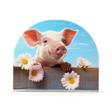 Imagem de Wassud Porta-guardanapos de acrílico Pretty Little Pig, dispensador de guardanapos de papel moderno em forma de U para mesa, cozinha, sala de jantar, bancada 1 peça (comporta 50-60 guardanapos)