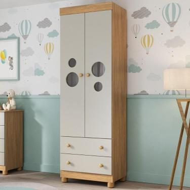 Imagem de Guarda-roupa Infantil 62cm 2 Portas com Vidro e 2 Gavetas Bombom Multimóveis MP4461