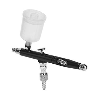 Imagem de Ymiko Ferramenta Pneumática de Pulverizador de Tinta Diy para Projetos de Arte e Artesanato, Pistola de Pulverização de Aerógrafo Profissional para Pintura e Decoração (preto)